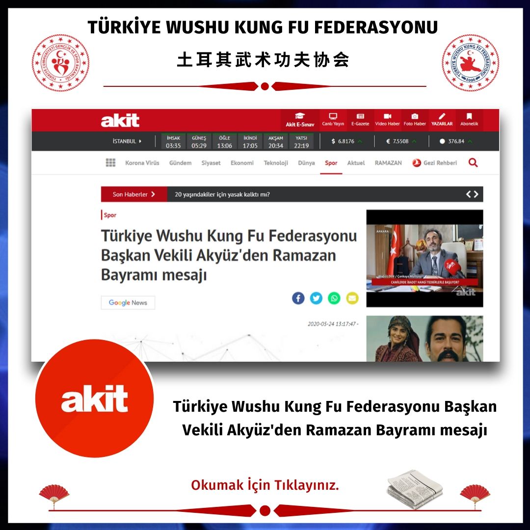 Akit: Türkiye Wushu Kung Fu Federasyonu Başkan Vekili Akyüz’den Ramazan Bayramı mesajı